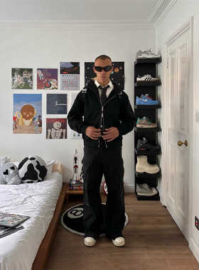 Broken planet2024美式复古拉链卫衣哥特字母印花连帽衫休闲外套