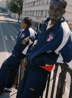 Corteiz秋冬季潮牌说唱透气法国shuku梭织外套长裤套装藏青色潮流