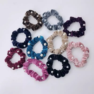 韩国绒布发圈简约黑色小号头绳