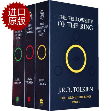 现货 指环王 英文原版 The Lord of Rings 魔戒三部曲 套装 原著小说 护戒同盟+双塔奇兵+王者归来 托尔金科幻经典书籍