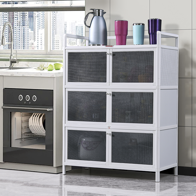 铝合金多层钢化玻璃储物柜厨房