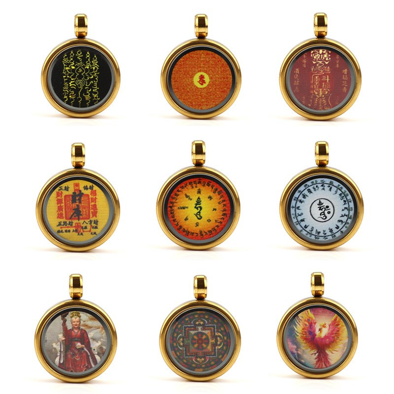 西藏钛钢小唐卡嘎乌盒吊坠复古