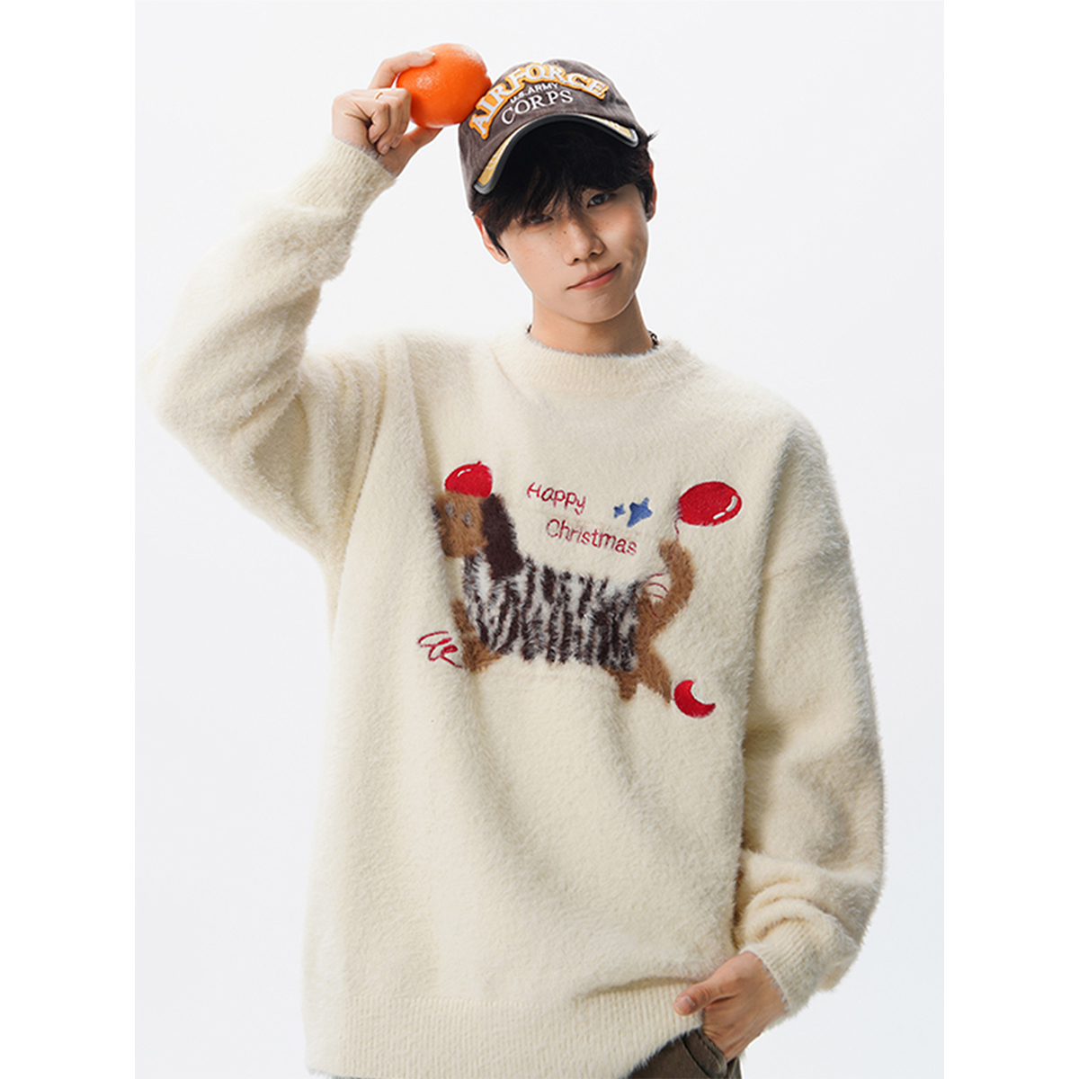 设计感卡通小狗毛衣情侣针织衫潮