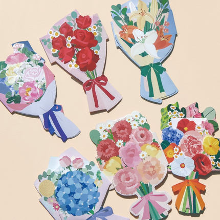 韩国7321精美花束祝福卡片情人节母亲节教师节创意折叠生日贺卡