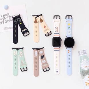 韩国romane可爱硅胶智能手表带苹果iWatch三星38 45mm防水表带
