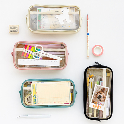 韩国livework简约透明笔袋化妆包