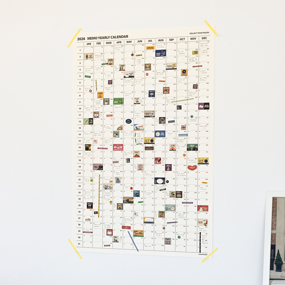 韩国粘贴大尺寸月历计划表+贴纸