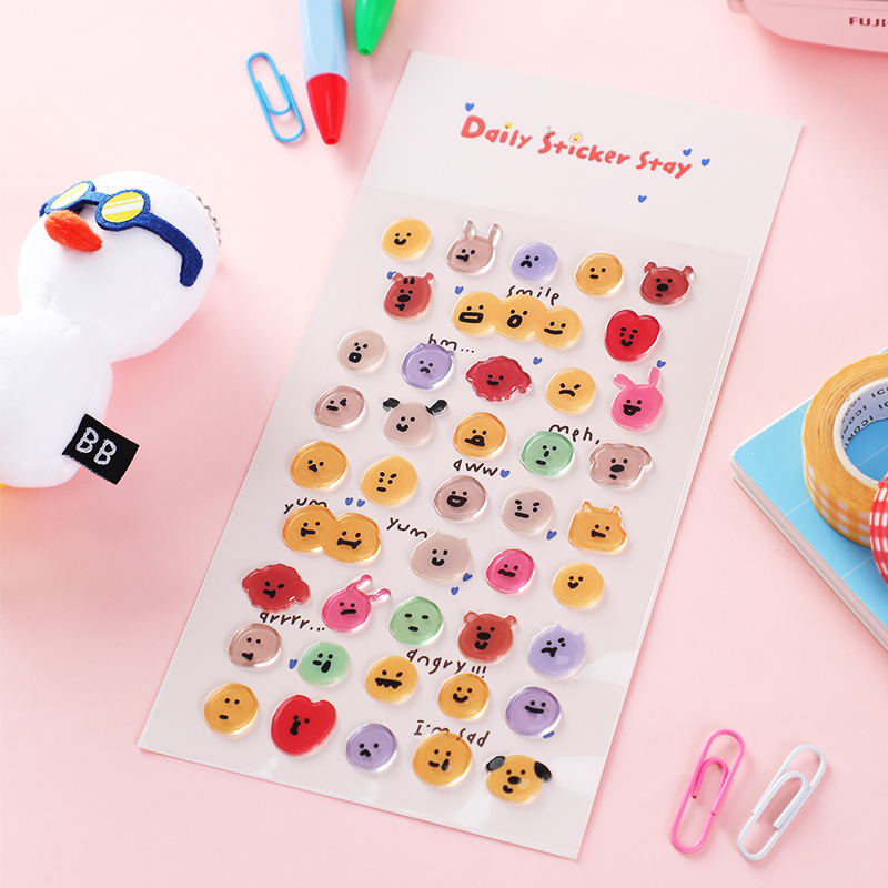 韩国表情果冻贴纸咕卡装饰手机贴
