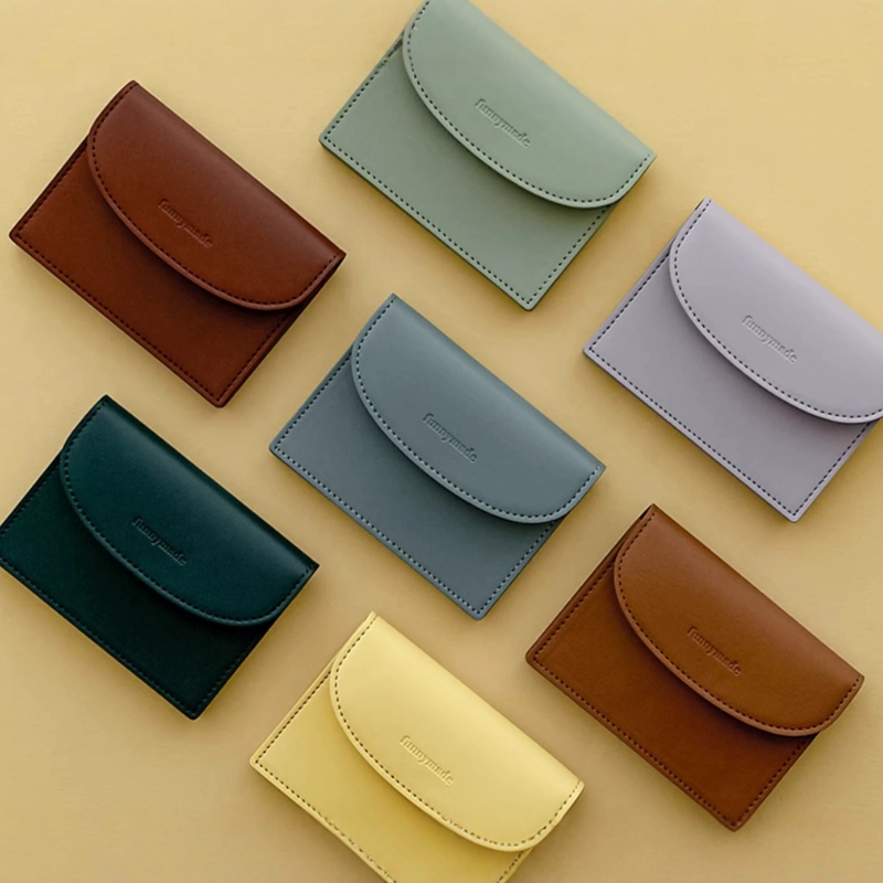 韩国简约复古皮质小钱夹卡包ins