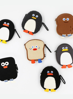 韩国romane可爱吐司企鹅狗狗口红唇膏化妆包零钱卡包数码收纳包