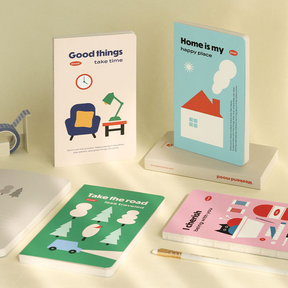 韩国iconic可爱复古插画网格本办公学习记事日记手账本B6笔记本