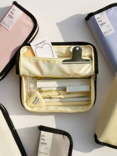 Кремовый просторный карандашный пенал для учащихся, органайзер сумка, Южная Корея