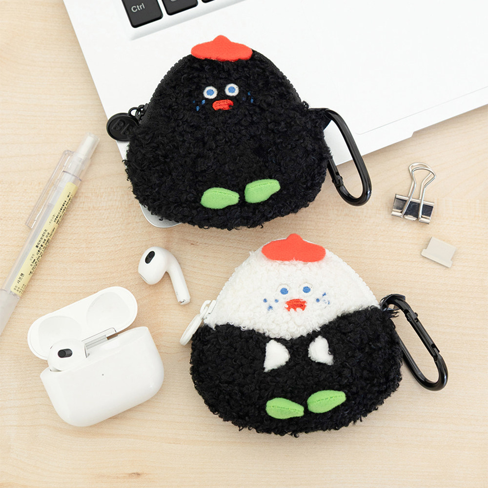 韩国romane可爱毛绒饭团早午餐兄弟防震小收纳包无线蓝牙耳机包通用保护套零钱包包挂件Brunch Brother