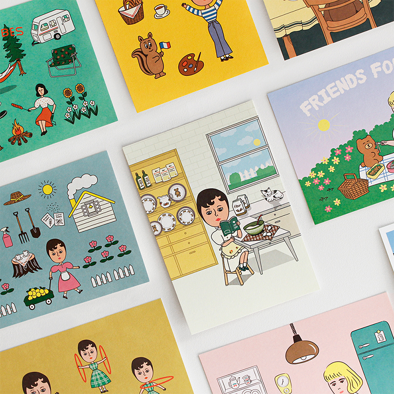 小众趣味插画风格明信片贺卡