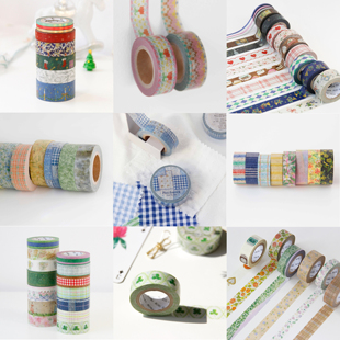 韩国Boki可爱碎花格子美纹花边手帐素材封边纸质可撕胶带贴ins风