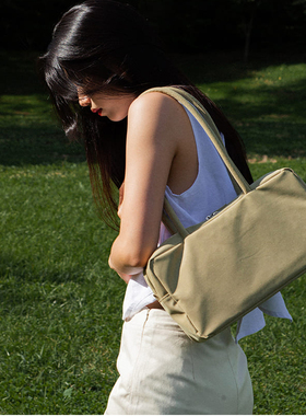 韩国ithinkso方形女棉布大容量单肩包多隔层休闲运动时尚通勤背包