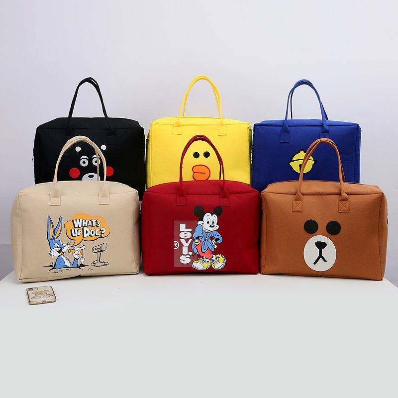 卡通公仔休闲毛毡手提包新款行李箱收纳包简约百搭时尚超大手提袋