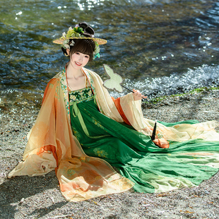 【重回汉唐碧波行】原创唐制齐胸衫裙襦裙披帛春日汉服女款成人