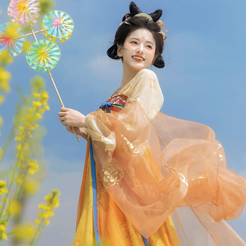 【重回汉唐长安渡】正品原创唐制齐胸衫裙破裙套装国风汉服女款春