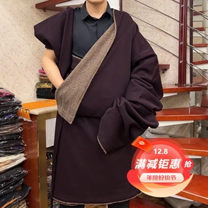 2023新男装藏服藏袍秋冬季加绒加绒长袍保暖防风羽绒服民族风服装