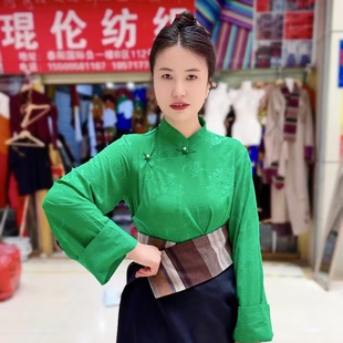 垂感衬衫女四季藏式民族中国风柔软藏袍搭配2024新立领旅游拍照