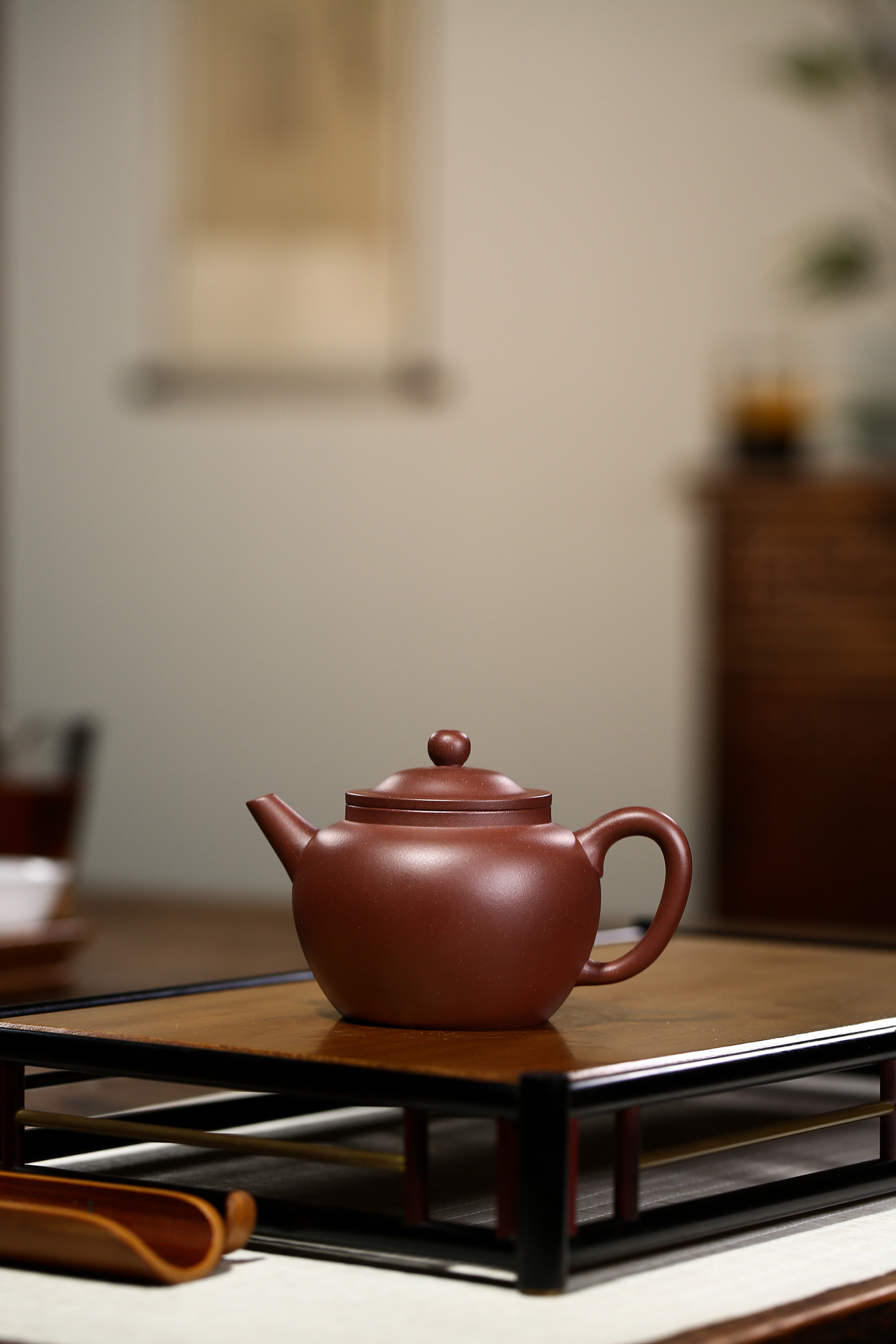 宜兴紫砂壶 手工刻绘梅花明式高笠帽 鲁坤底槽清190c工夫泡茶器具