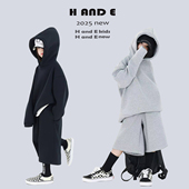 原创童装 26新款 保暖黑灰两色连帽加绒运动套装 亲子装 童装 AND