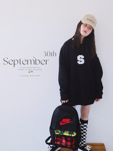 长袖 女童380克绣花S长卫衣亲子母女装 日系2022秋冬新款 HE原创童装