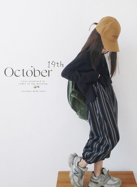 H ANDE秋冬款加绒裤男女童休闲裤条纹加绒加厚运动裤儿童冬季裤子