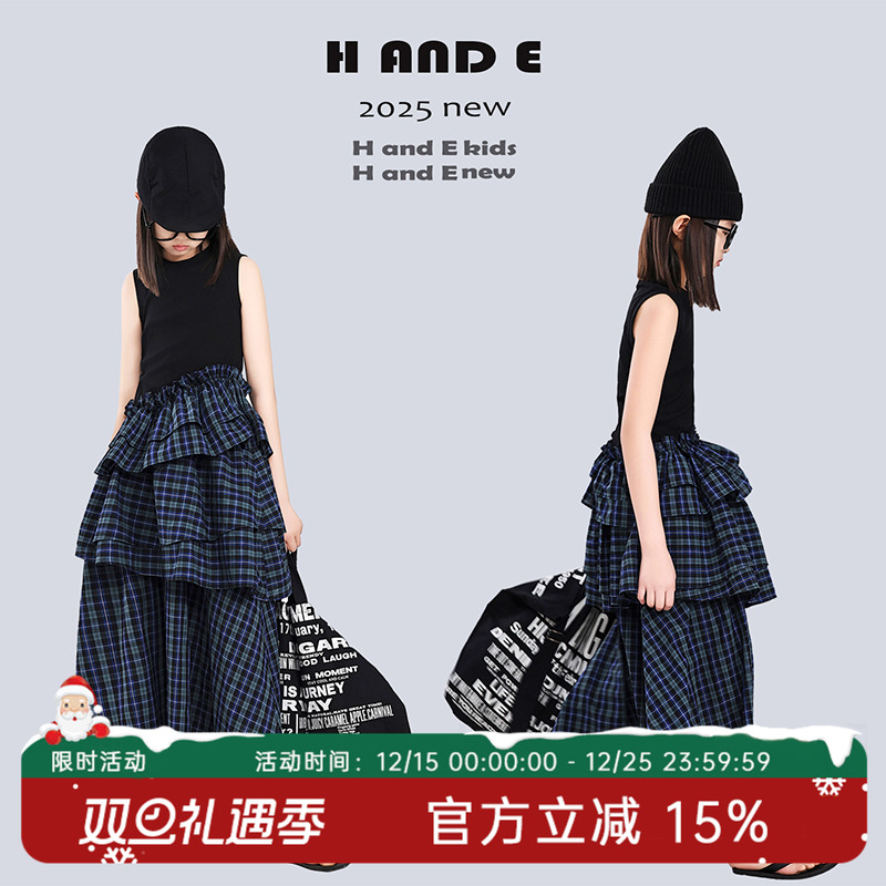 2025春季新款格子蛋糕连衣裙