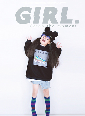 H ANDE原创21冬季新品女童宝宝圆领长袖洋气卡通加绒鞋子卫衣上衣