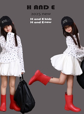 H AND E 原创童装2025夏季白色藏蓝星星防晒网衫透气长袖T恤女童