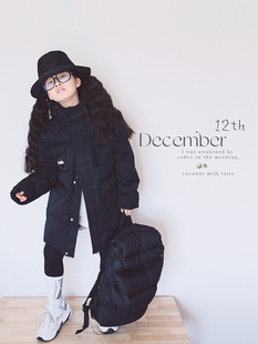 H AND E儿童羽绒服冲锋衣2022冬季新款亲子装休闲加厚黑色羽绒服