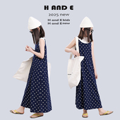 AND 新款 2026夏季 藏蓝色星星吊带裙女童休闲连衣裙 原创童装