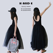 黑天鹅连衣纱裙女童2026夏新款 原创童装 收腰高级感吊带裙 AND