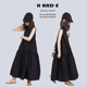 AND 无袖 2026夏季 暗黑拼接长裙纯棉慵懒风大摆蛋糕裙 原创童装