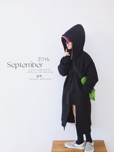 H AND E 原创童装女童卫衣加厚长款外套2026年早秋新款小众设计感