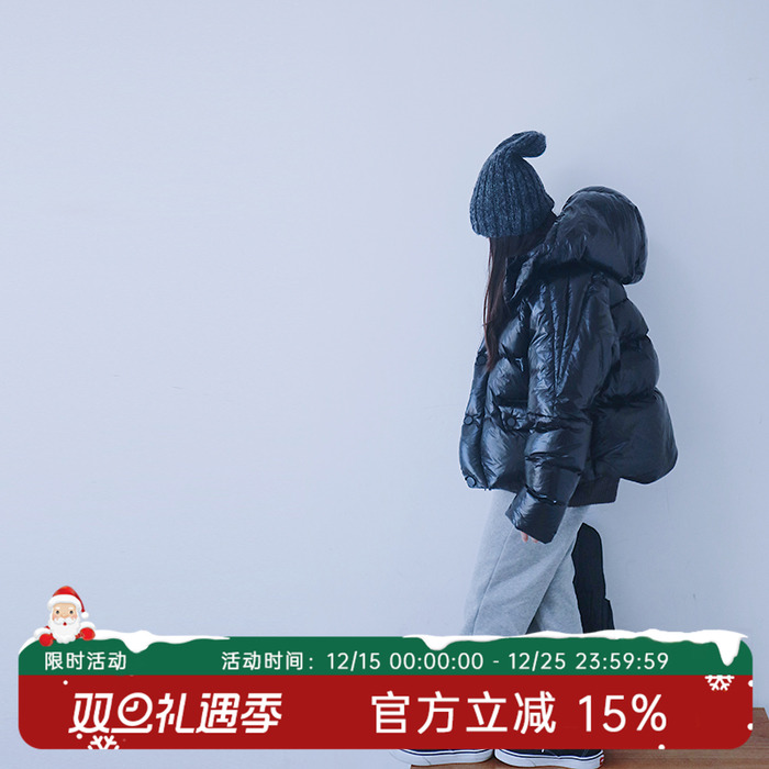 儿童连帽短款加厚外套羽绒服