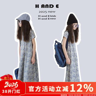 H AND E 原创童装米奇碎花长裙女童2026夏季新款连衣裙宽松显瘦