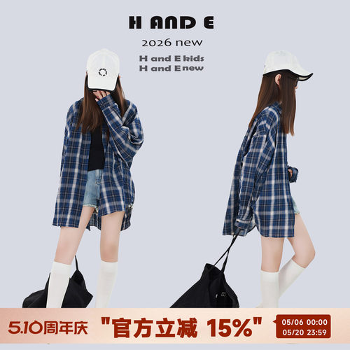 HANDE蓝格子OVERSIZE衬衫