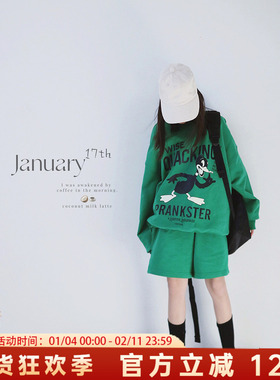 H AND E 原创童装卫衣套装女童2026早秋新款休闲运动短裤两件套