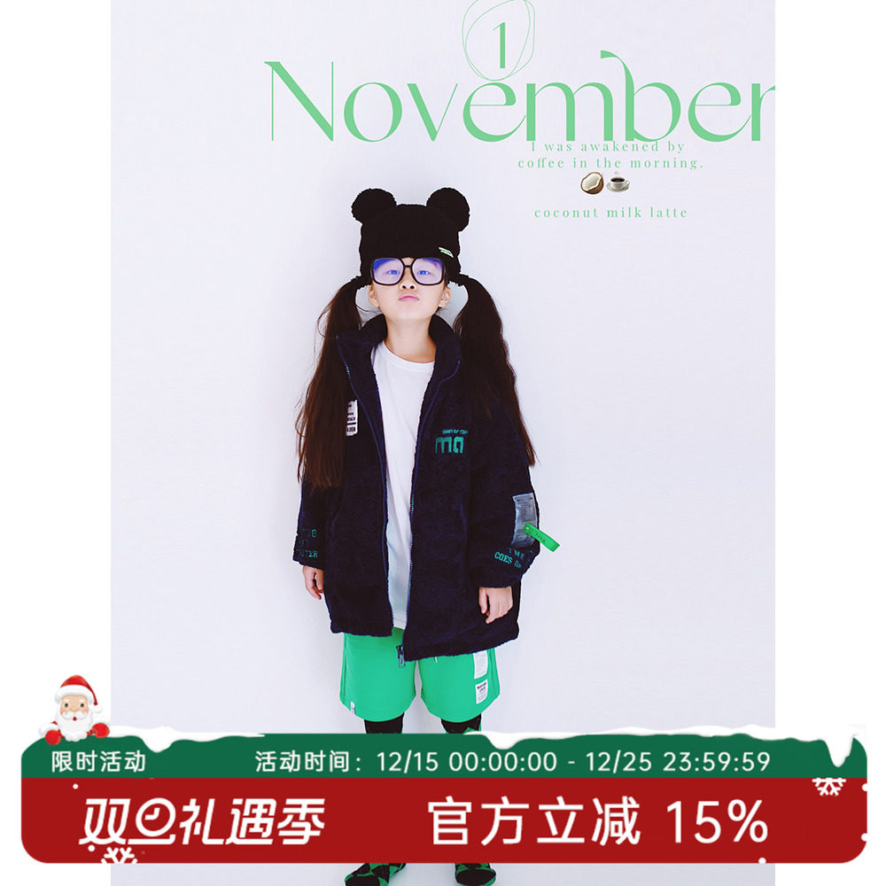 冬季洋气藏蓝色羊羔绒外套上衣