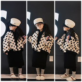 加绒夹克 E原创女童羊羔毛外套洋气加厚双层波点儿童短款 AND