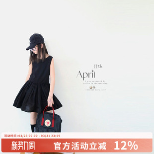 AND 新款 背心蓬蓬裙女童2026夏季 显瘦高级感小黑裙 原创童装