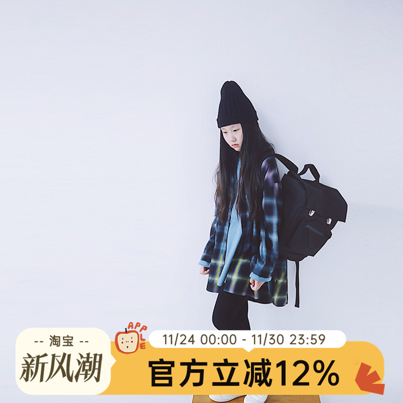 hande原创女童格子设计感衬衫