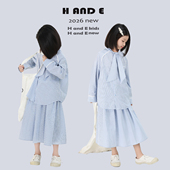 原创童装 2026春夏新款 亲子装 AND 简约时尚 套装 水蓝格子衬衫