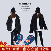 AND 原创童装 26冬季 保暖加厚暗黑羊羔毛夹棉夹克外套女童亲子