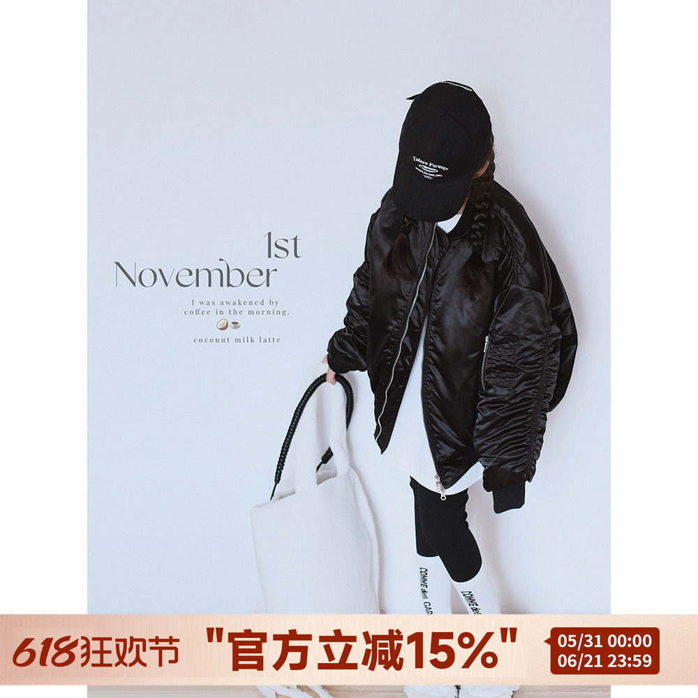 H AND E新雪丽棉服童装儿童2026冬季新款女童保暖外套200克飞行服