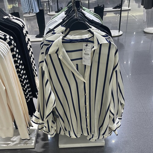 ZARLuvip查罗条纹宽松衬衫女上衣