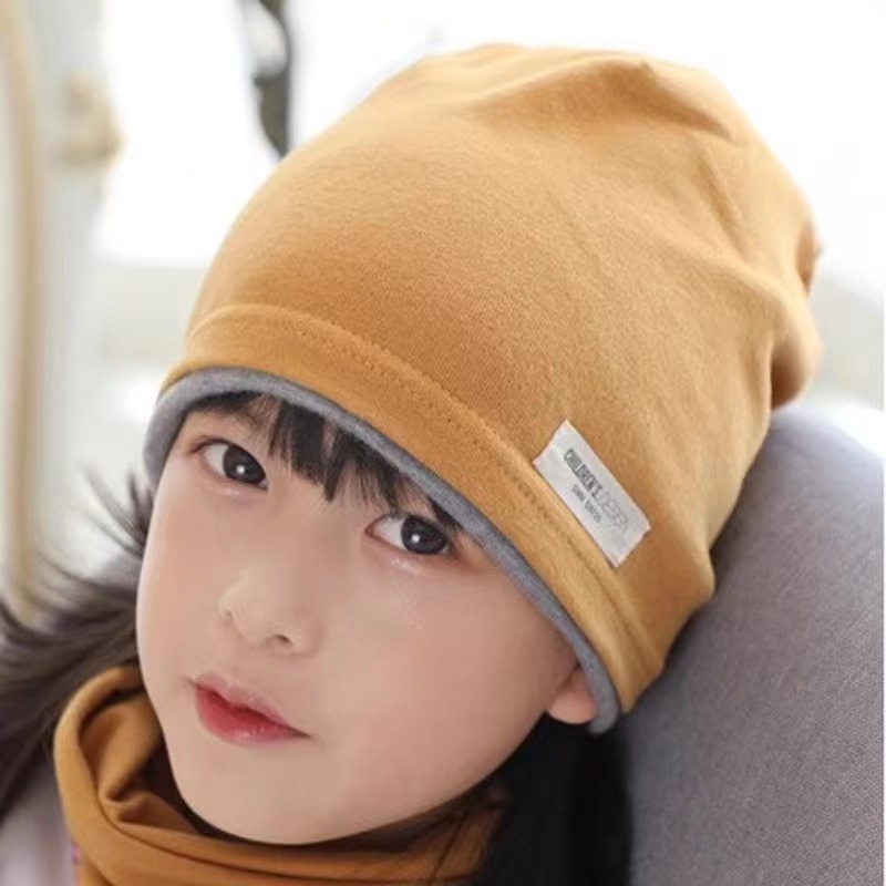 纯棉儿童帽子春秋2025新款男童堆堆帽女宝宝防风中大童包头帽睡帽